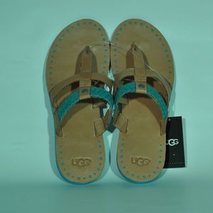 New UGG Audra Leather Flip Flops SZ 7